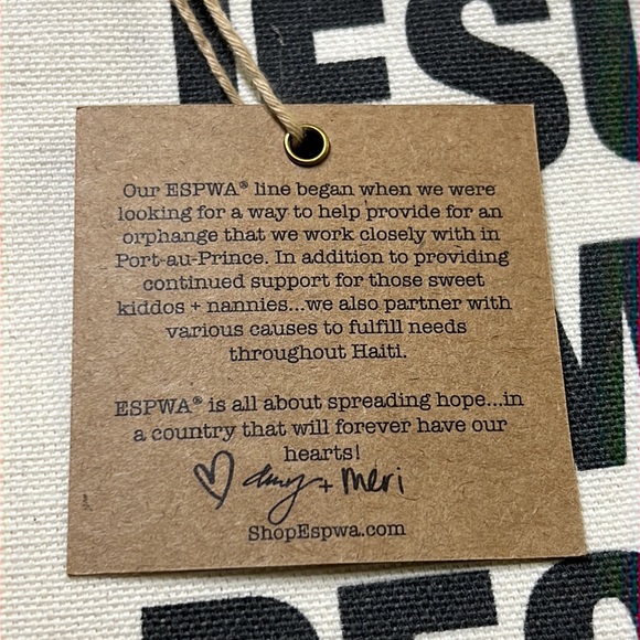 ⭐️Espwa tote bag Jesus family peonies mocha with whip NWT - Picture 5 of 9